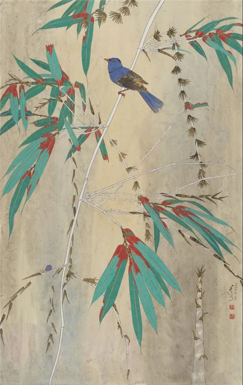 郭子良 热带写生系列——绿竹与蓝鸟 90cm×62cm