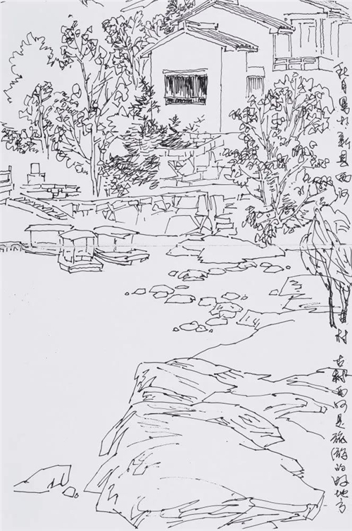 吴迅 新县西河古村写生 40cm×26