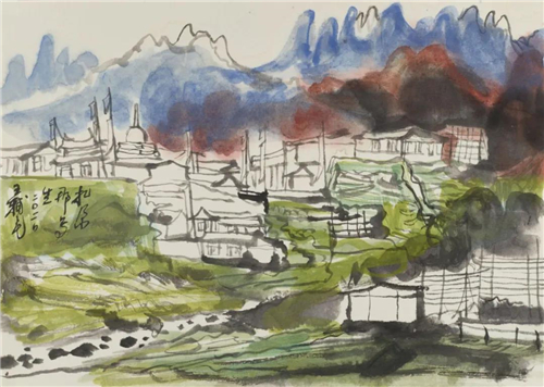 王辅民 扎尕那写生之二 27cm×38cm