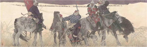 蒙古人西征  150cm×460cm 纸本设色  2019年