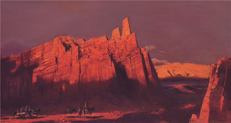 白羽平 库车峡谷油画 130×260cm