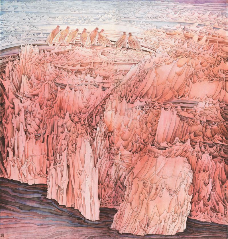 乔宜男 丝路夕照 国画 250cm×240cm
