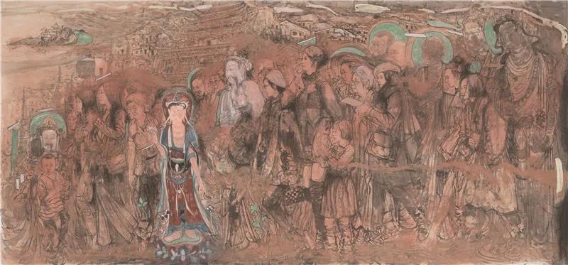 唐勇力 向往敦煌 国画 178cm×378cm