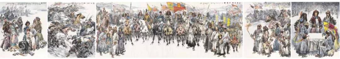 吴迅  土尔扈特东归  国画  192cm×1151cm