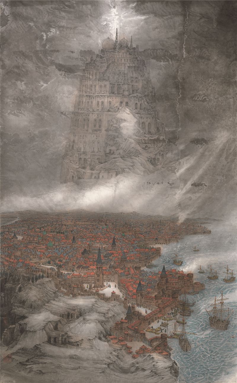 王平、孙海峰 巴格达之梦 国画 301cm×187cm