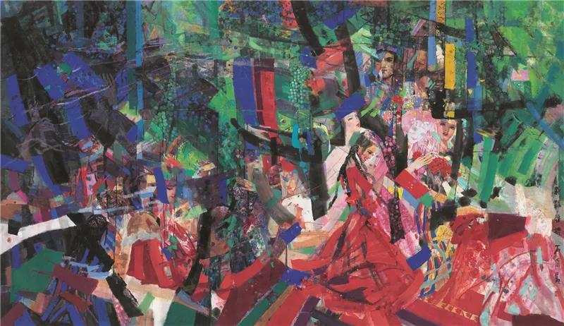 石齐 新疆婚礼 国画 213cm×365cm