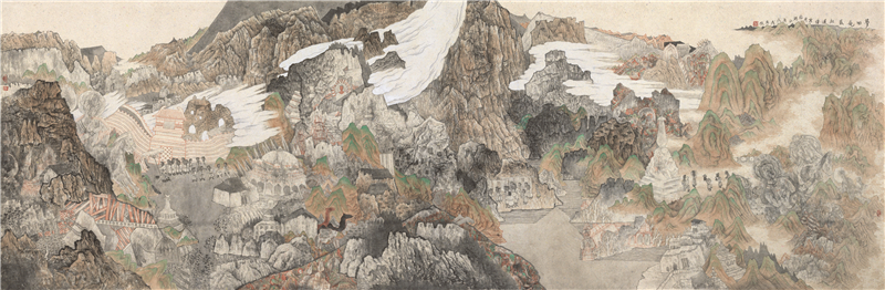 杜道伟  梦回龟兹  国画  132cm×402cm