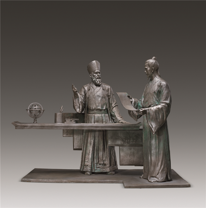 许群波 徐光启和利玛窦 雕塑 145cm×78cm×114cm