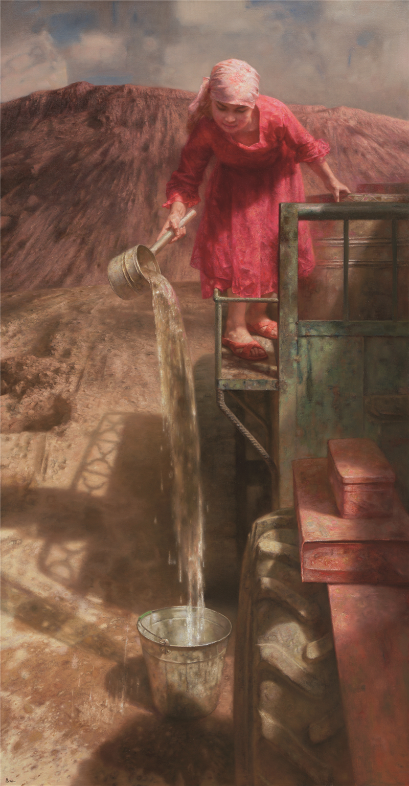 马琳 火焰山 油画 255cm×133cm