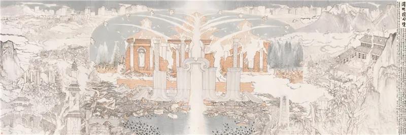何加林、邱佳铭 圆明园幻境 国画 215cm×641cm