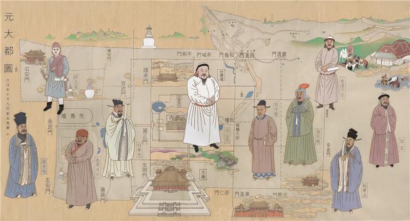 刘金贵 元大都图 国画 193cm×391