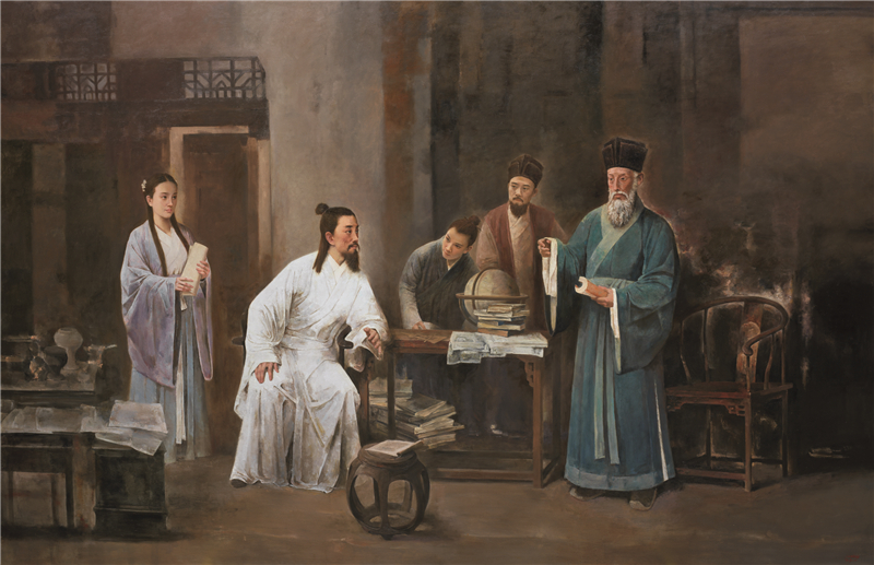 刘文 融合的光辉——徐光启与利玛窦油画 260cm×400cm