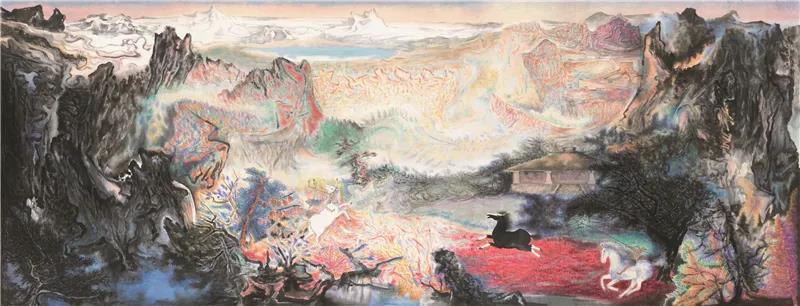 胡应康 天乡归骋 国画 192cm×501cm