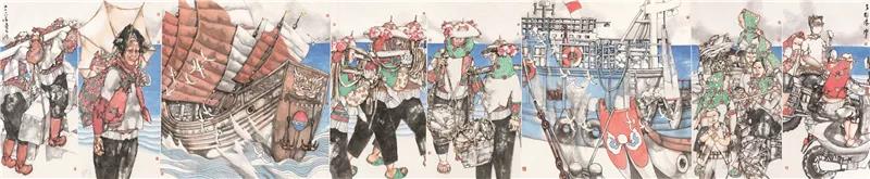 张道兴 多彩港湾 国画 180cm×939cm
