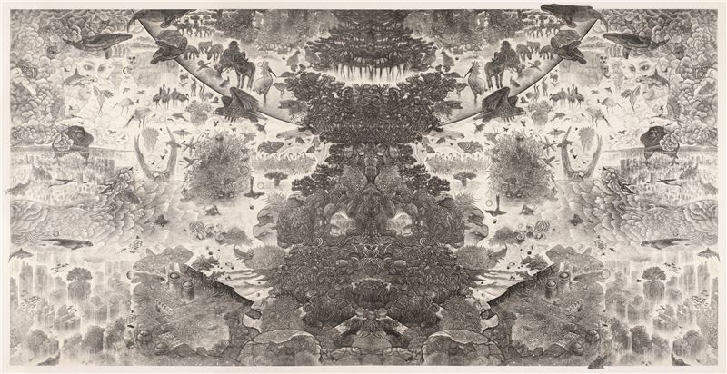小林敬生（日本）日复升-升空 版画 87cm×175cm