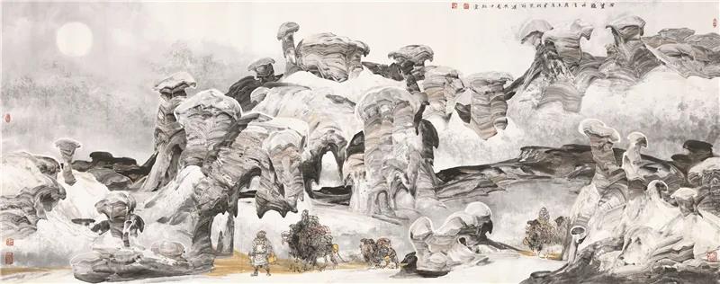 于志学 回望雅丹 国画 145cm×365cm