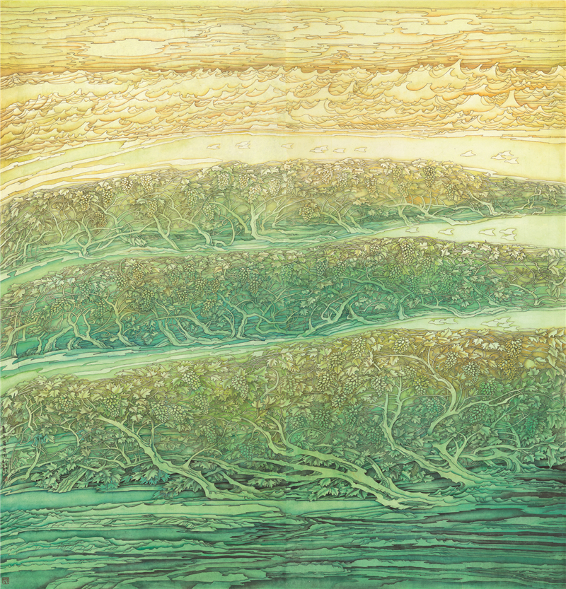 乔宜男 夏至——葡萄 国画 250cm×240cm