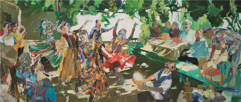 刘大明 吐鲁番的葡萄熟了 油画180cm×420cm