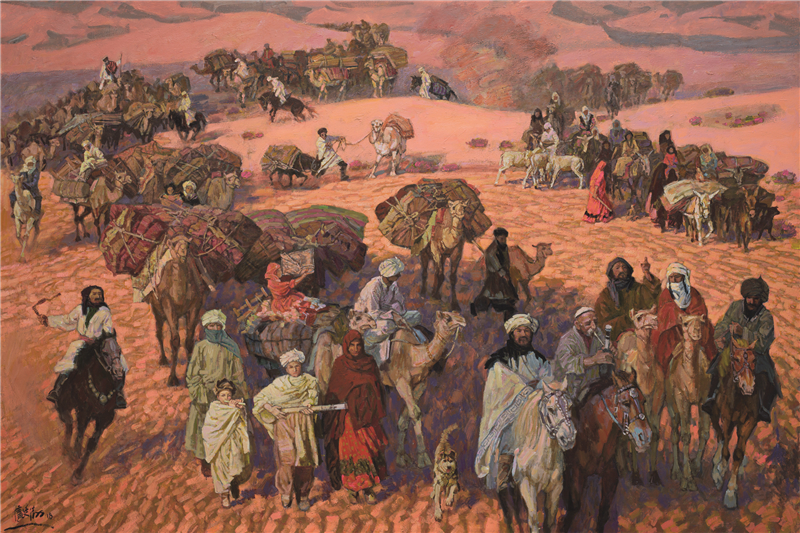 广廷渤 撒马尔罕人东迁 油画 200cm×300cm