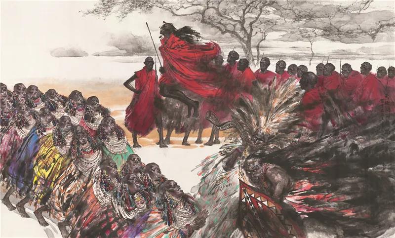 任惠中 天地间的舞蹈 国画 237cm×398cm