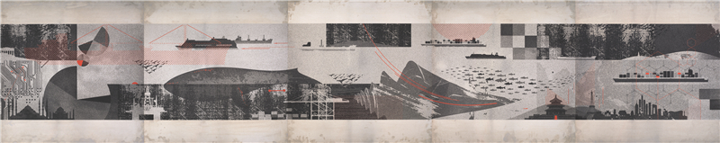 何洁、周岳 海上丝绸之路 版画 100cm×600cm