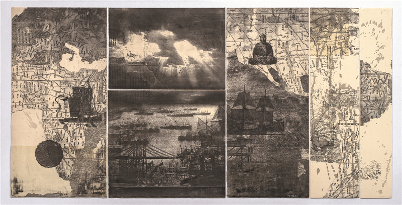 周蕴智 宁波港 版画 99cm×198cm