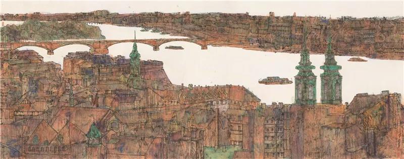 李庚 布达佩斯 国画 145cm×365cm