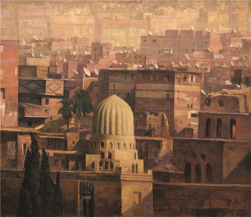 张祖英 墓地旁的贫民区 油画 130cm×150cm