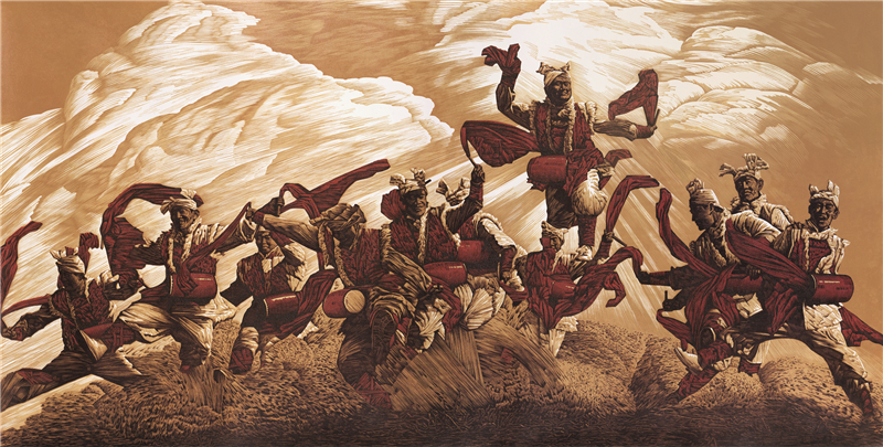陈超 苍生·魂之跃 版画 120cm×235cm