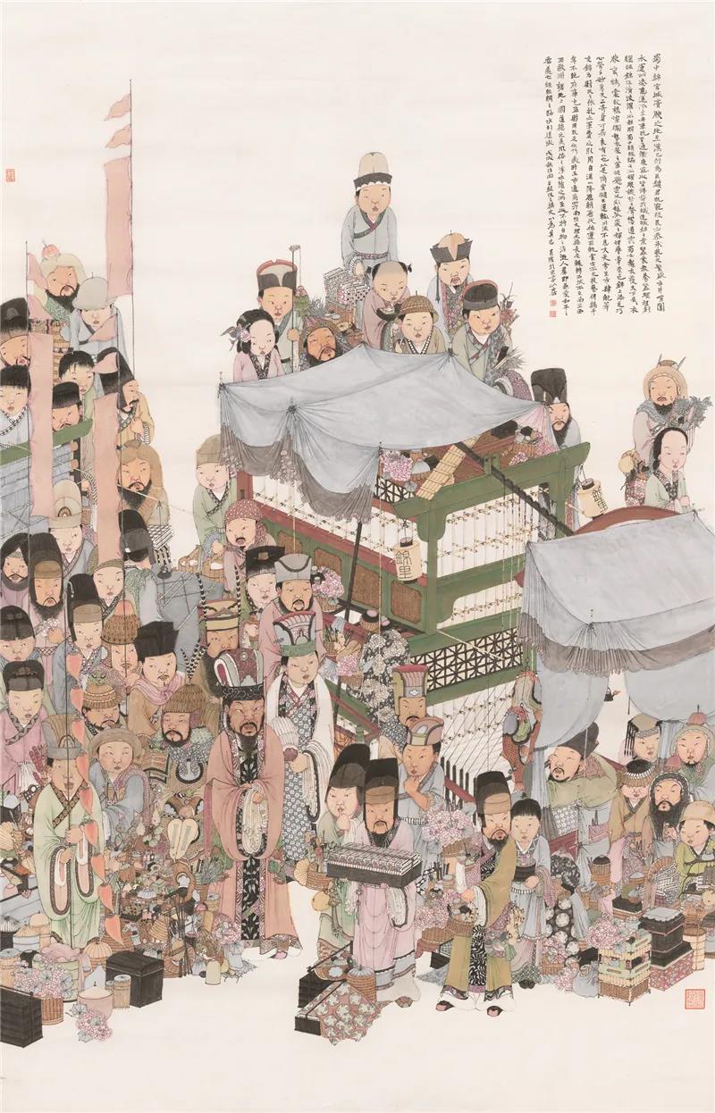 吴浩 蜀锦督造——锦里 国画 273cm×174cm