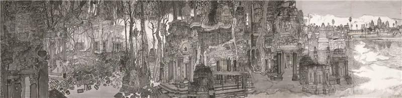 方向 高棉怀古 国画 179cm×767cm
