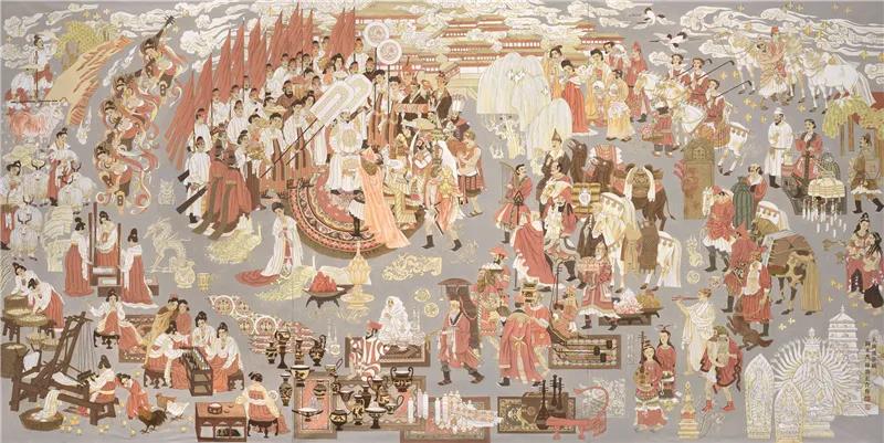刘永杰、韩勃正  大唐盛景  国画 200cm×400cm