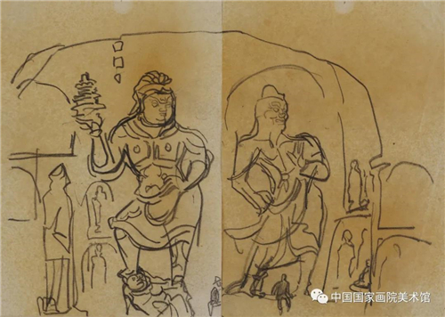 《龙门石佛》 1962年  纸本、铅笔  24cmx17cm 2012年入藏