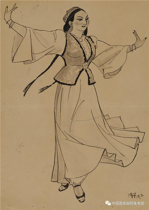 《乌兹别克人民演员—塔玛拉·哈侬》 1952年 纸本、水墨 18