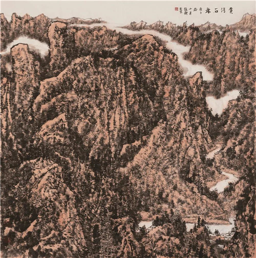 赵卫 黄河石林 纸本水墨 200cm×200cm 2020年