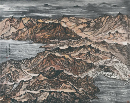 董雷 碧水映丹霞 纸本设色 145cm×180cm 2020年