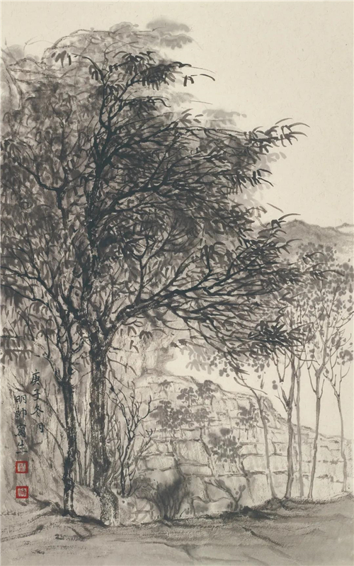翟明帅 洛宁小界写生之一 纸本水墨 68cm×45cm 2020年