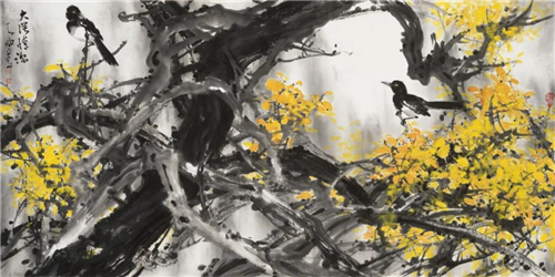 陈鹏 大漠情怀 纸本设色 120cm×240cm 2020年