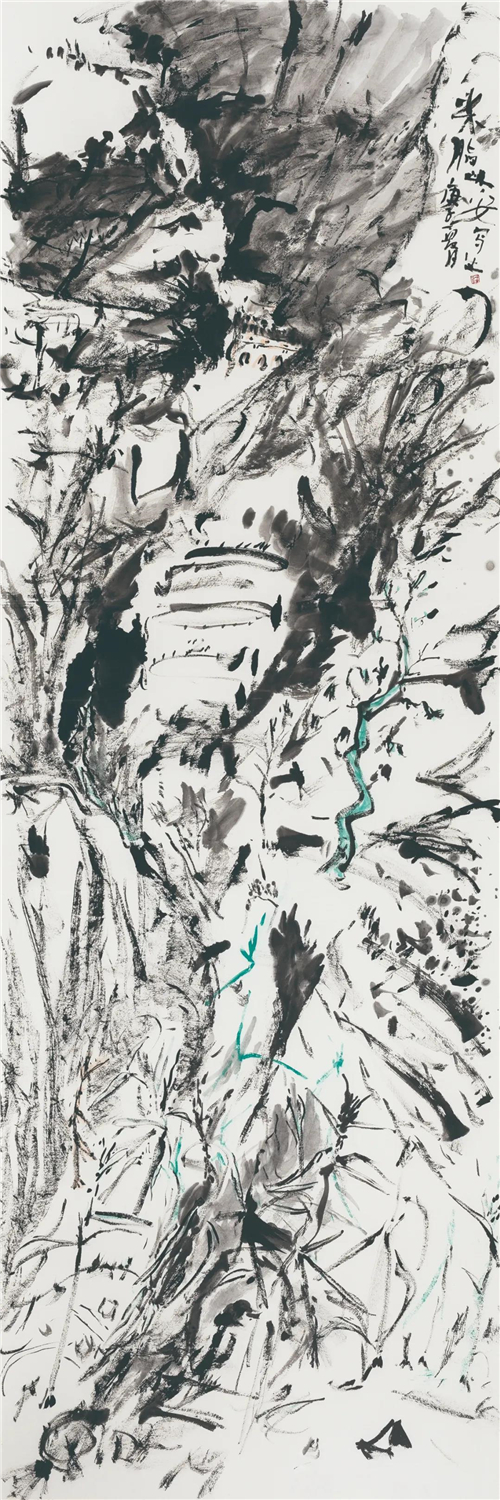 刘进安  米脂秋天风景  纸本设色  170cm×60cm  2020年