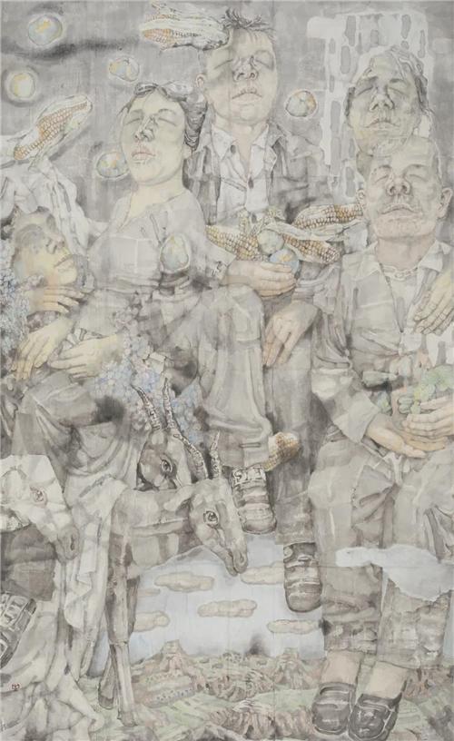 尚可  黄土地的希冀  纸本设色  220cm×130cm  2020年