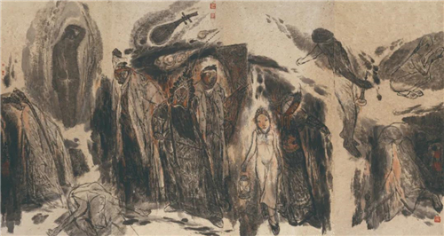 梁占岩  河源  纸本设色  220cm×480cm  2020年