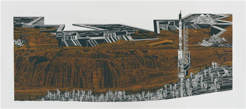 沙永汇 奔流时代 67cm×180cm 套色木刻 2020年