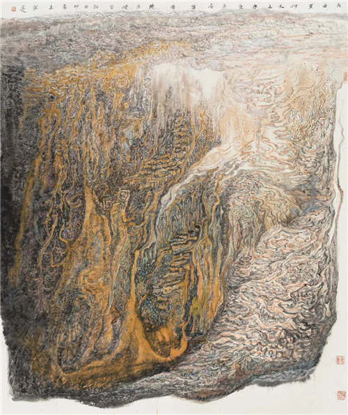 王永亮 九曲黄河天上来 纸本设色 220cm×200cm 2020年
