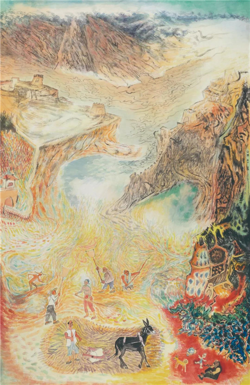 胡应康  黄河谷雨  纸本设色  230cm×160cm  2020年