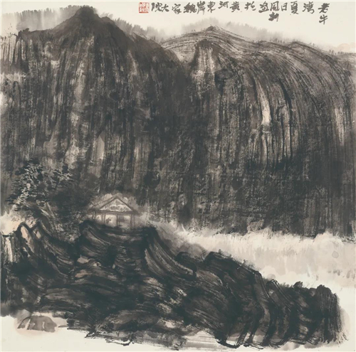 陈风新 老牛湾写生之一 纸本水墨 68cm×68cm 2020年