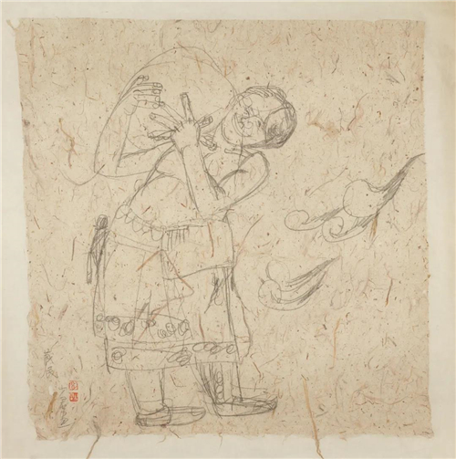 申少君  藏区写生之四  纸本铅笔  35cm×35cm  2020年
