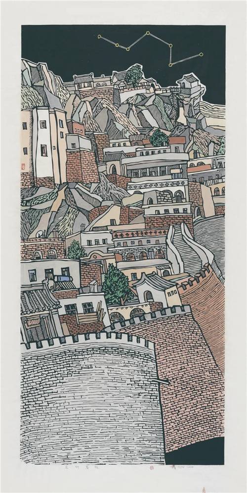 杨越 晨钟暮鼓 220cm×102cm 版画 2020年