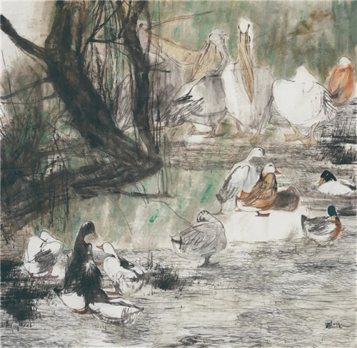 姚大伍 河套春色 纸本设色 200cm×200cm 2020年