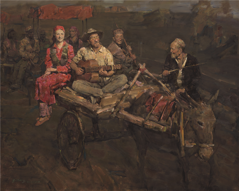 郭北平 王洛宾和他的西行漫歌 油画 160cm×200cm