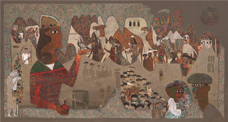 费祖拉孔·阿玛达列夫 （乌兹别克斯坦） 一次希瓦“伟大丝路”之行 油画 240cm×450cm